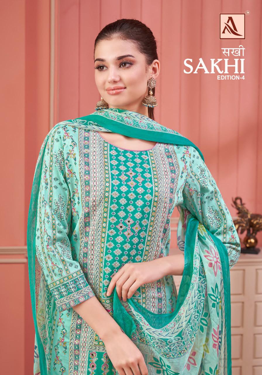 Alok Sakhi Vol 4 Designer Dress Material Wholesale Catalog