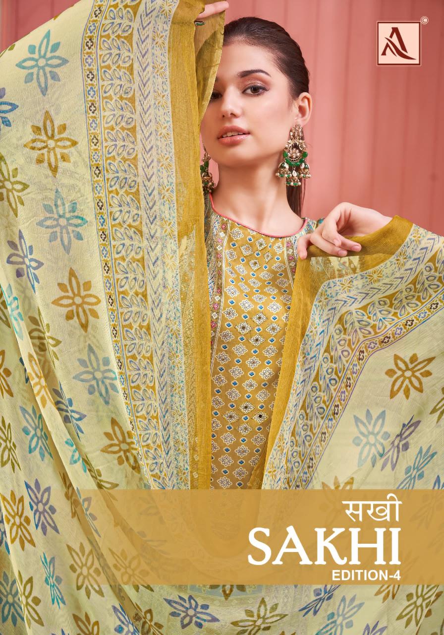 Alok Sakhi Vol 4 Designer Dress Material Wholesale Catalog