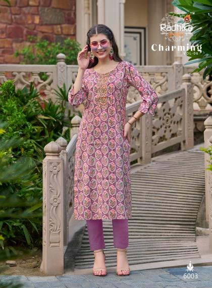 Radhika Lifestyle Charming Vol-6 – Straight Kurtis - Wholesale Catalog