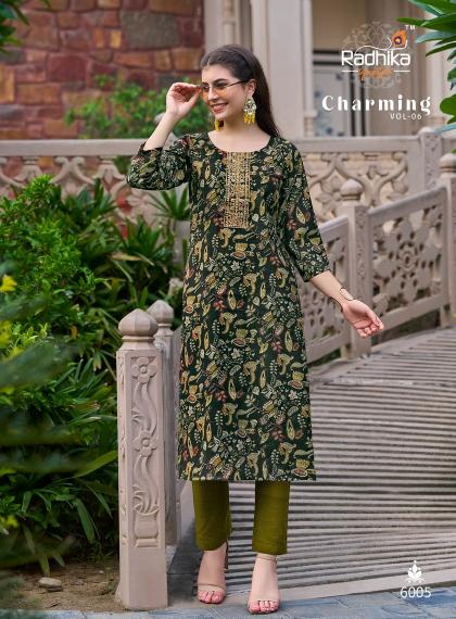 Radhika Lifestyle Charming Vol-6 – Straight Kurtis - Wholesale Catalog