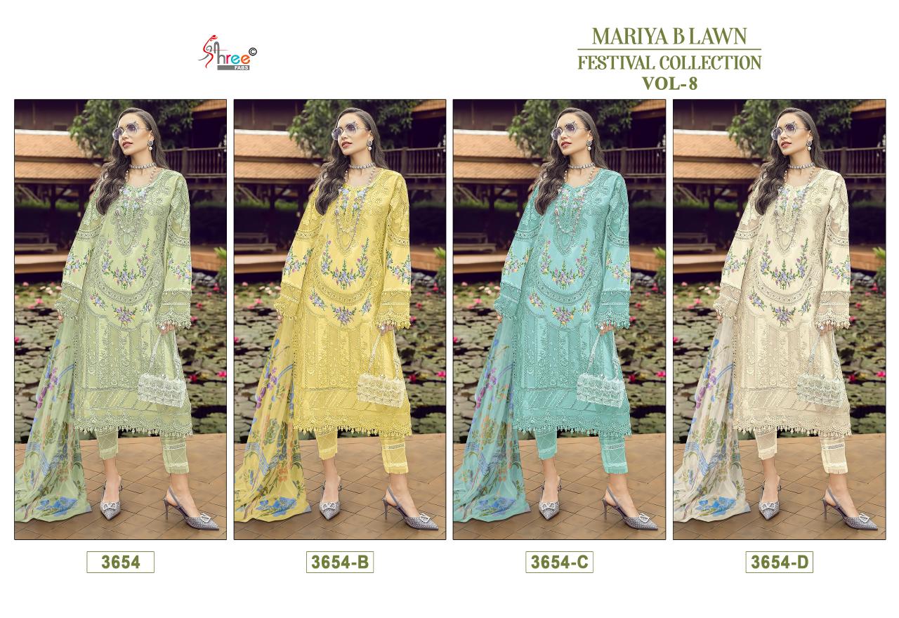 Shree Mariya B Lawn Festival Collection Vol 8 Chiffon Dupatta salwar Suit Wholesale catalog