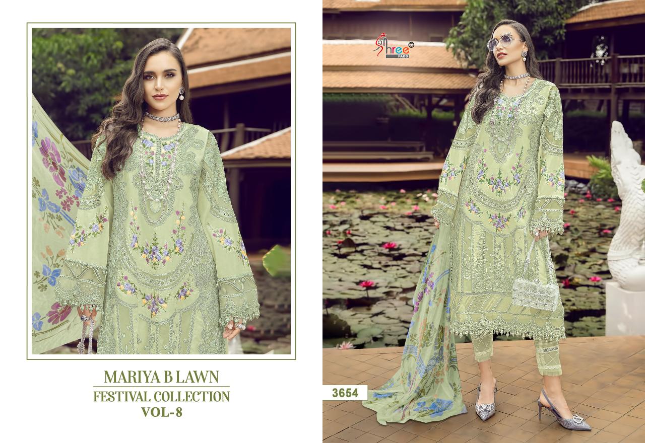 Shree Mariya B Lawn Festival Collection Vol 8 Chiffon Dupatta salwar Suit Wholesale catalog