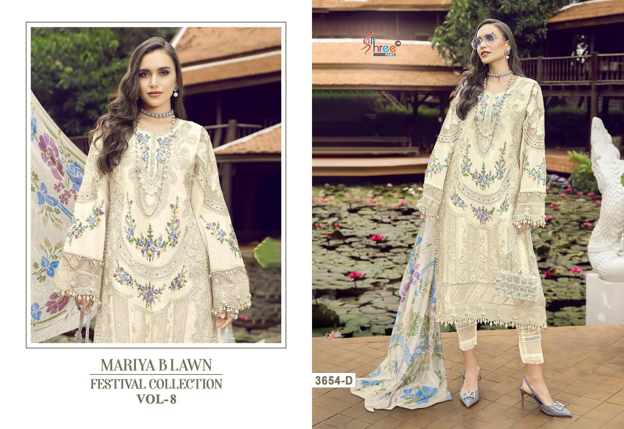 Shree Mariya B Lawn Festival Collection Vol 8 Chiffon Dupatta salwar Suit Wholesale catalog