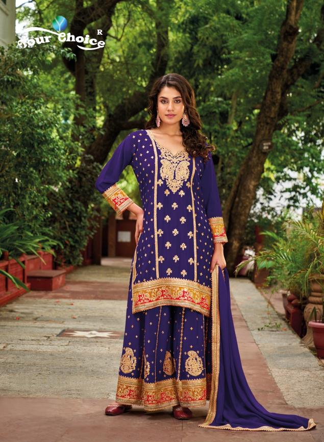 Your Choice Olive Plus Chinon Designer Salwar Kameez Wholesale catalog