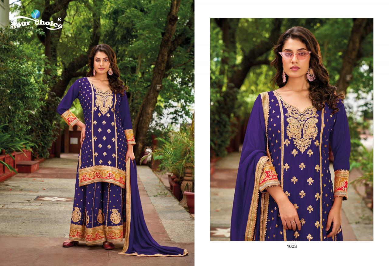 Your Choice Olive Plus Chinon Designer Salwar Kameez Wholesale catalog