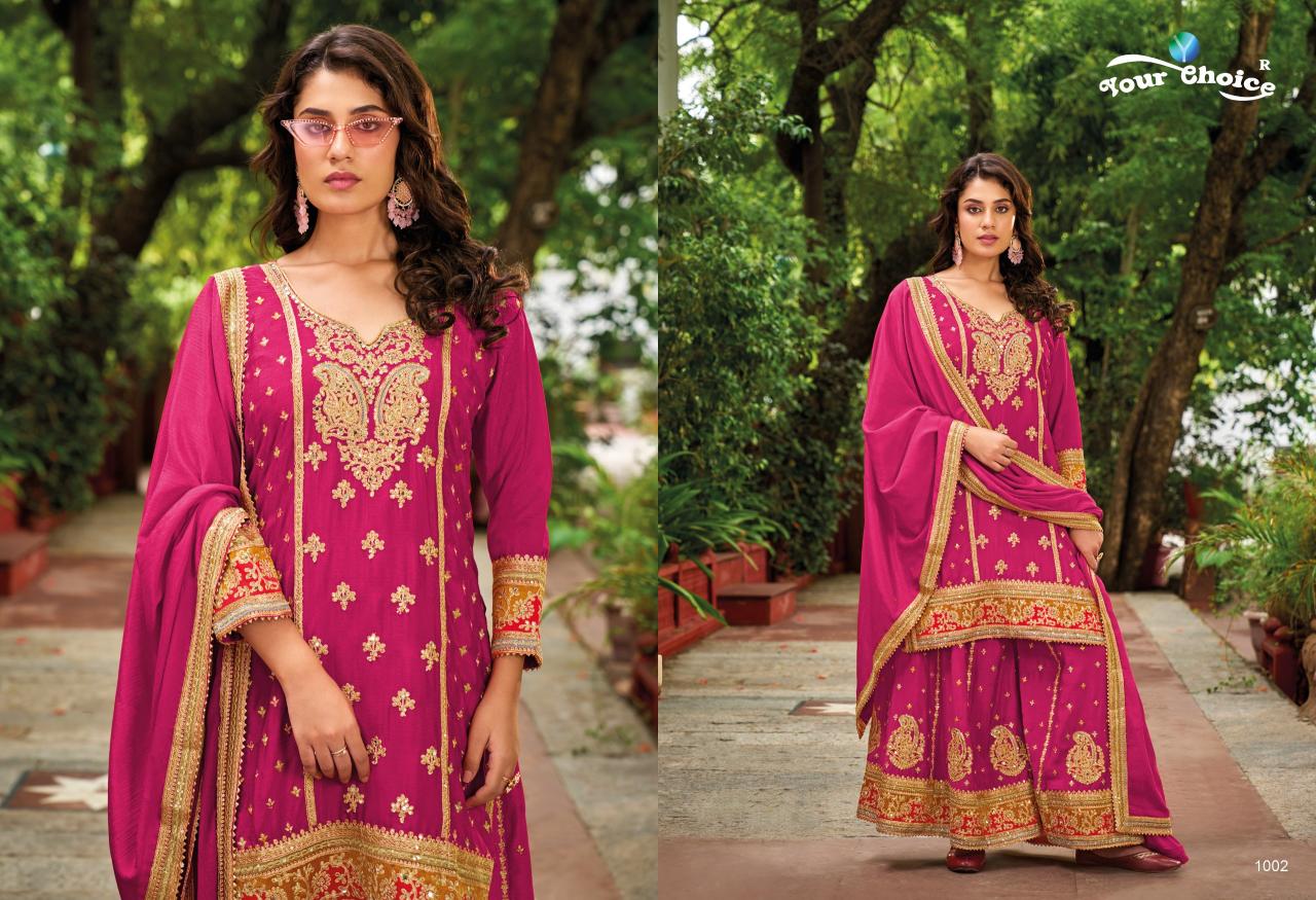 Your Choice Olive Plus Chinon Designer Salwar Kameez Wholesale catalog