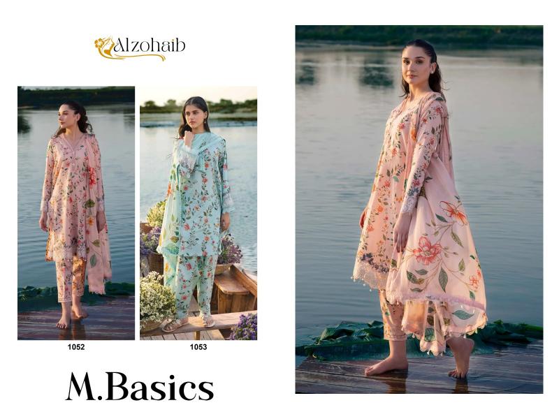 Alzohaib M Basics 1052 And 1053 Cotton Dupatta Pakistani Suits Wholesale Catalog