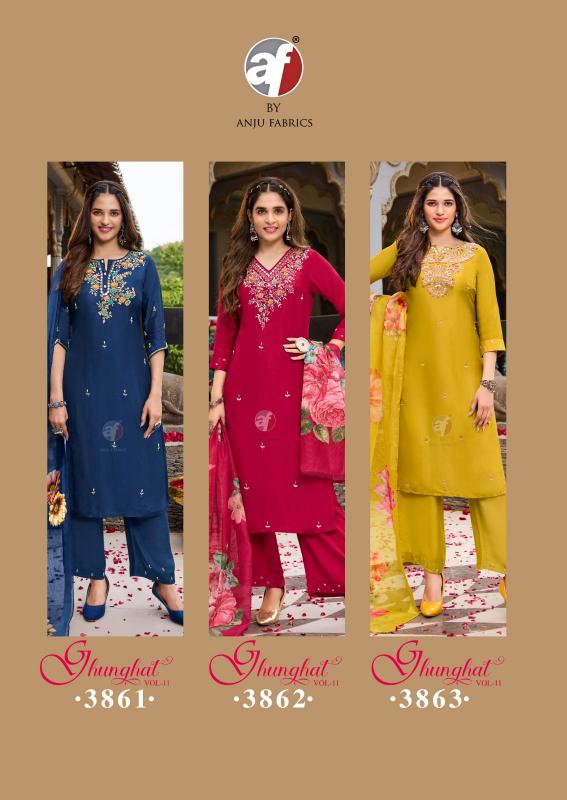 Anju Fabrics Ghunghat Vol 11 buy yellow pink colour kurti online india Wholesale Catalog