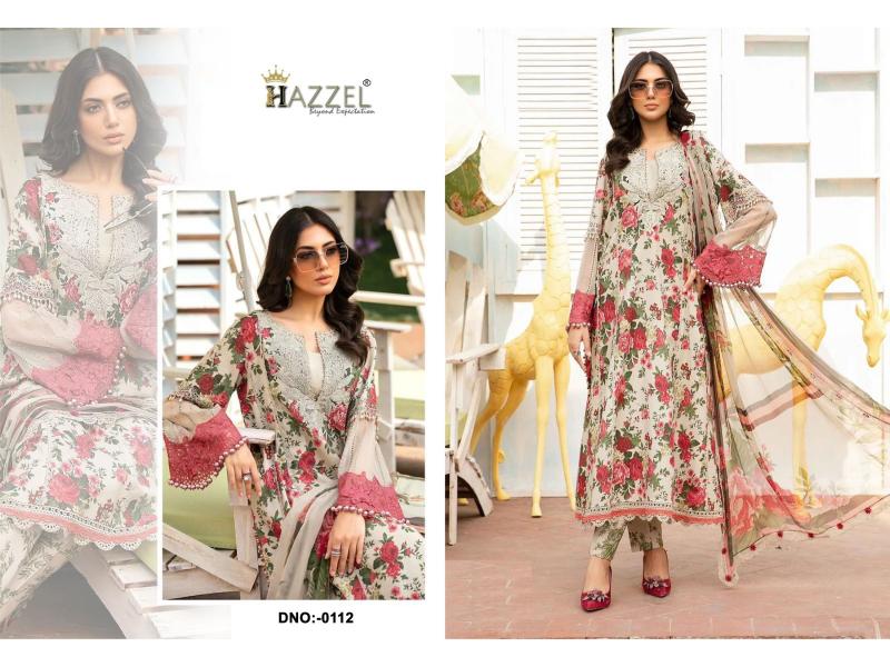 Hazzel 0112 Cotton Dupatta Pakistani Salwar Kameez Wholesale catalog