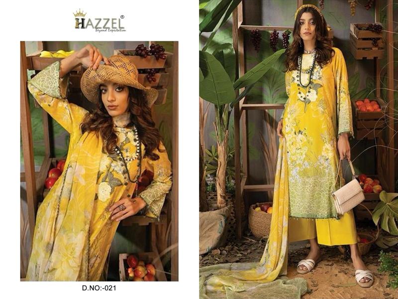 HAZZEL ADAN LIBAS 021 Cotton Dupatta Pakistani Suits Wholesale Catalog