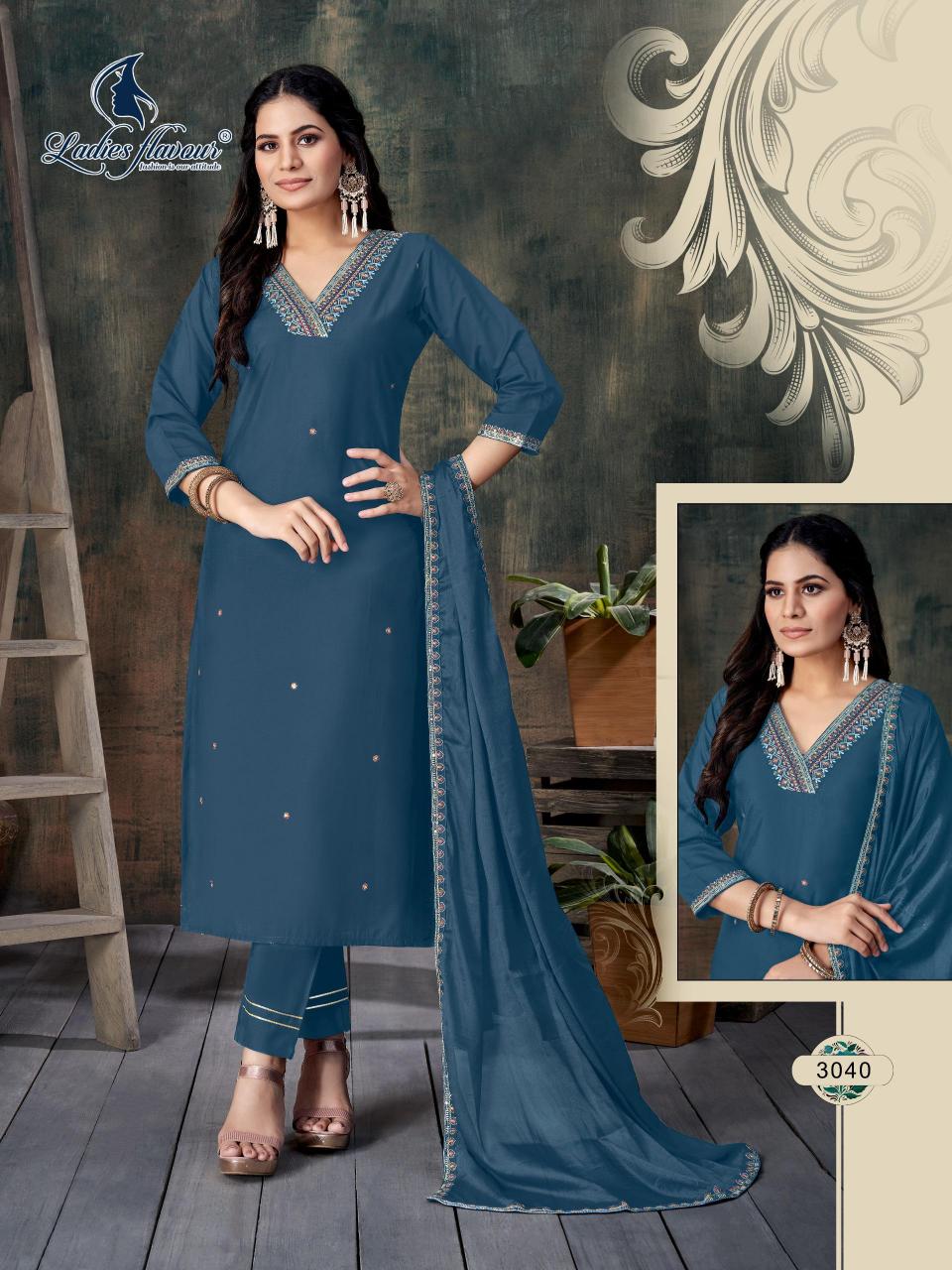 Ladies Flavour 3039 To 3042 Embroidred Kurti Wholesale Catalog