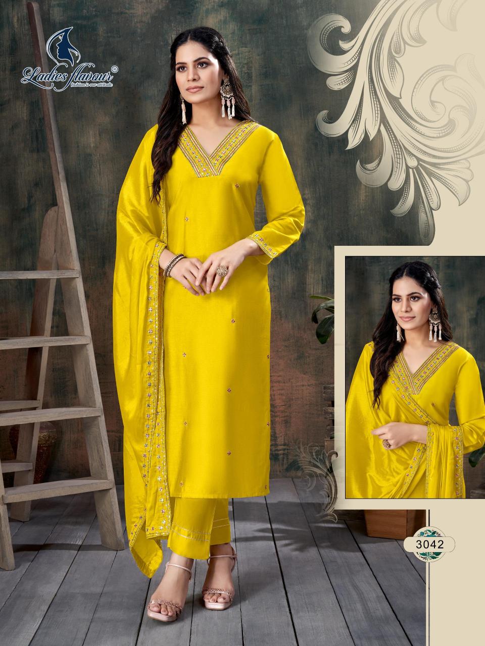 Ladies Flavour 3039 To 3042 Embroidred Kurti Wholesale Catalog