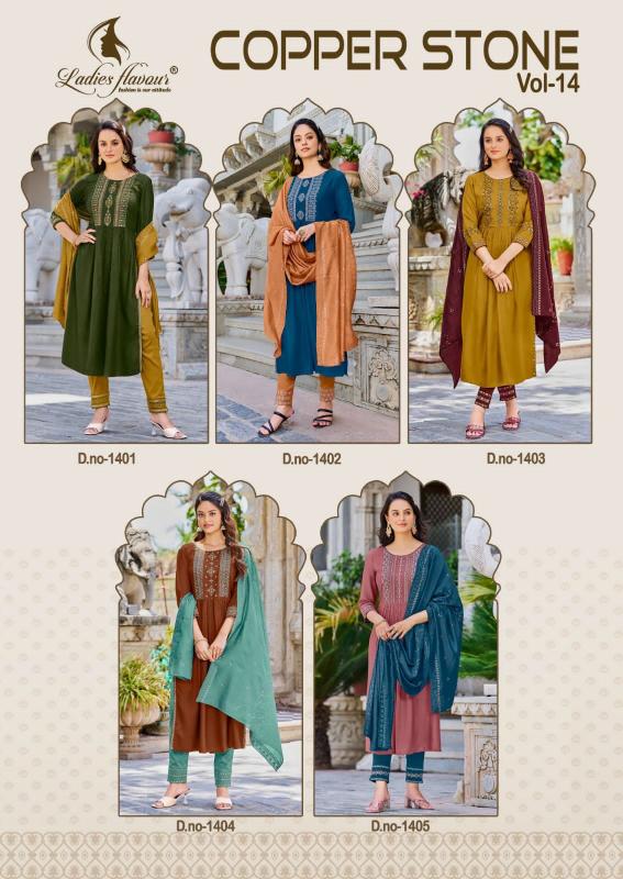 Ladies Flavour Copper Stone Vol 14 Chanderi Kurtis Online India Wholesale Catalog