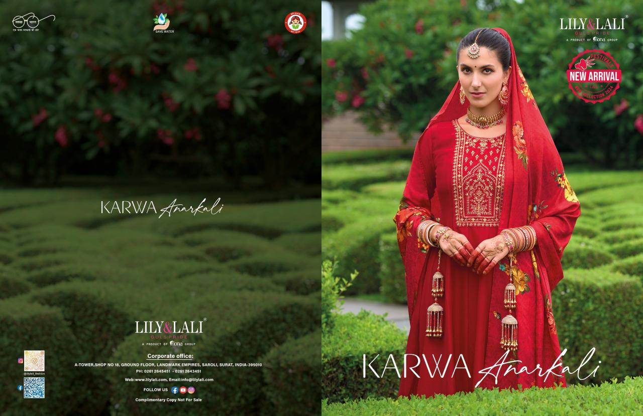 Lily And Lali Karwa Anarkali Top Kurti Wholesale Catalog