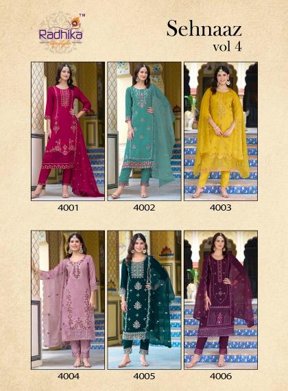 Radhika Sehnaaz Vol 4 Roman Silk Designer Kurti Wholesale Catalog