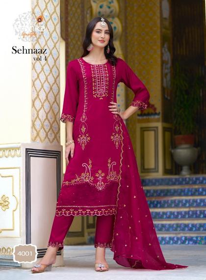 Radhika Sehnaaz Vol 4 Roman Silk Designer Kurti Wholesale Catalog