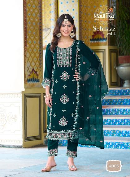 Radhika Sehnaaz Vol 4 Roman Silk Designer Kurti Wholesale Catalog