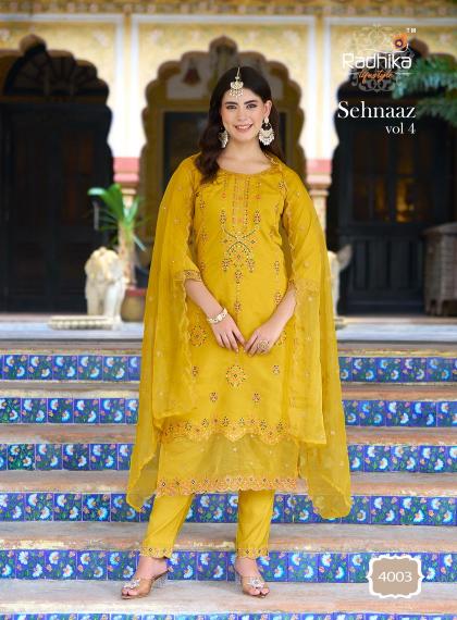 Radhika Sehnaaz Vol 4 Roman Silk Designer Kurti Wholesale Catalog