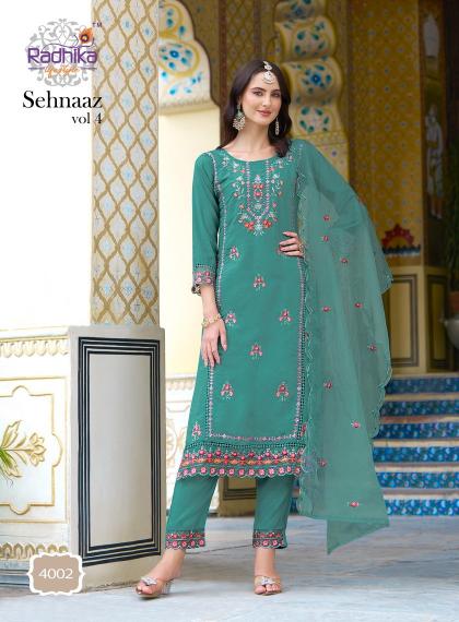 Radhika Sehnaaz Vol 4 Roman Silk Designer Kurti Wholesale Catalog