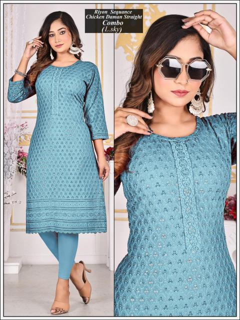 Sabella Rayon Chikan Design Straight Vol 2 Kurti Wholesale Catalog