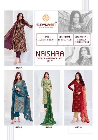 Suryajyoti Naishaa Vol-44 – Dress Material - Wholesale Catalog