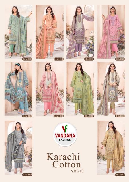 VANDANA KARACHI COTTON VOL 10 Dress Material Wholesale Catalog