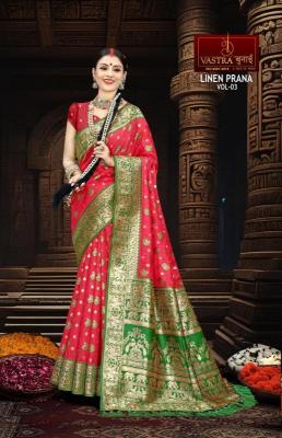 Vastra bunai Linen prana vol -3 latest sarees wholesale surat online