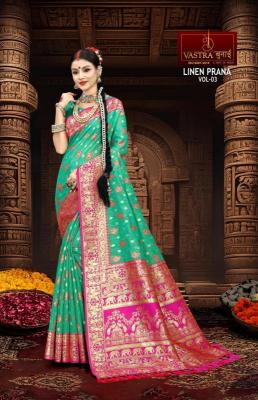 Vastra bunai Linen prana vol -3 latest sarees wholesale surat online