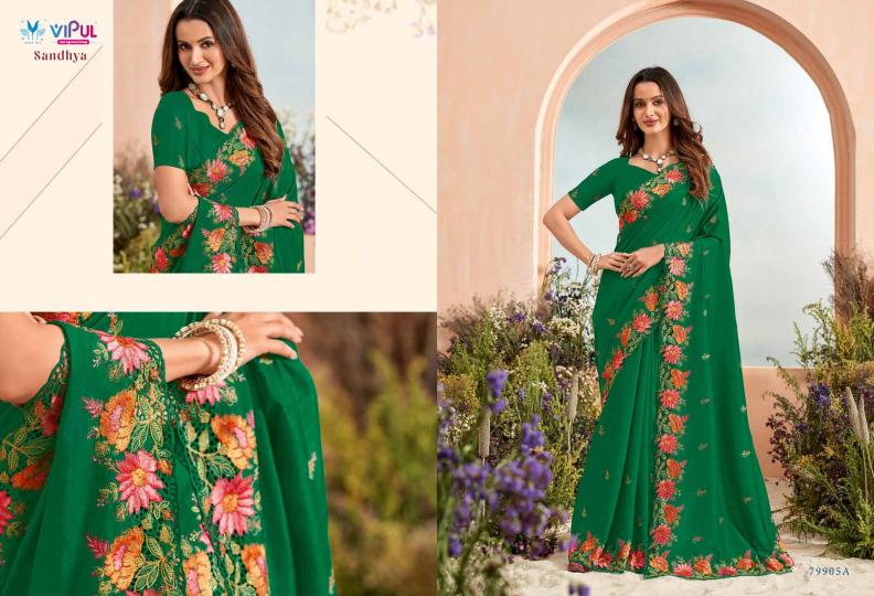 Vipul Sandhya Embroidered Saree Wholesale catalog