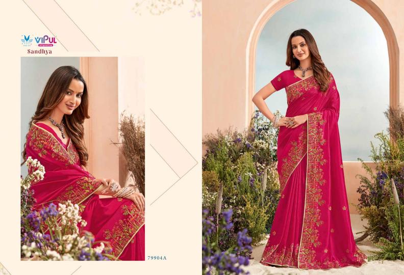 Vipul Sandhya Embroidered Saree Wholesale catalog