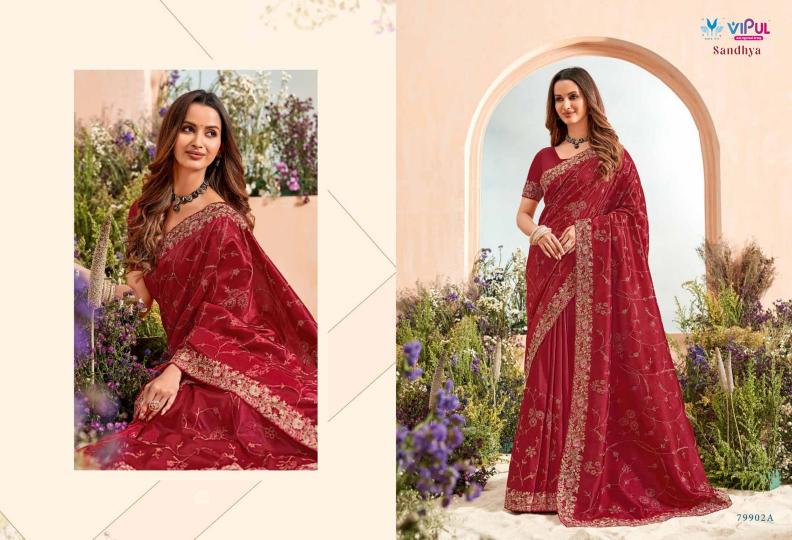 Vipul Sandhya Embroidered Saree Wholesale catalog