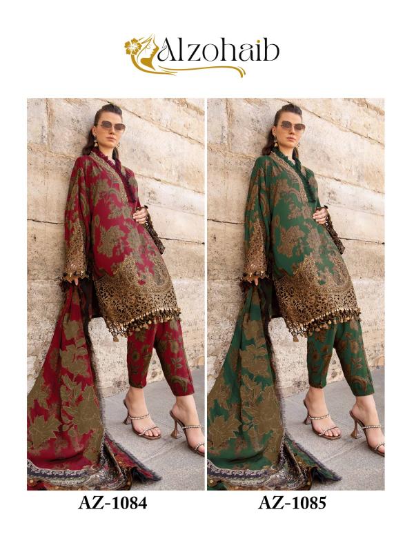 Alzohaib Az 1084 And 1085 Chiffon Dupatta Pakistani Suits Wholesale Catalog