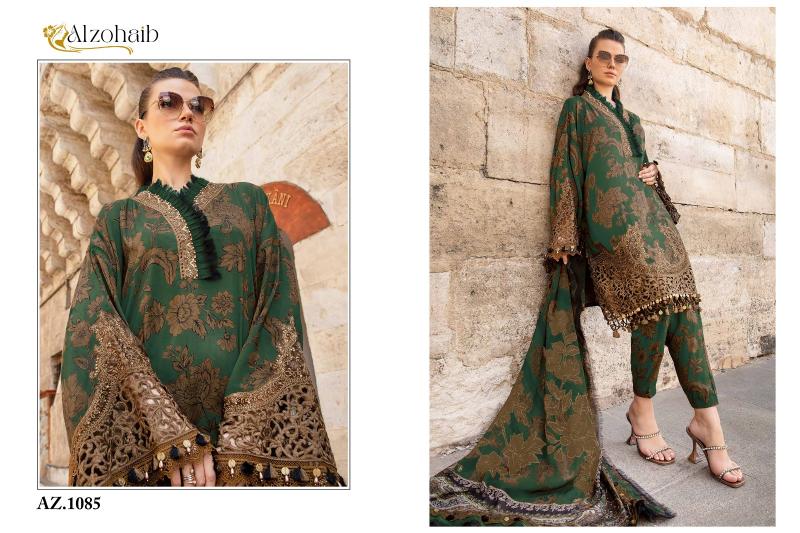 Alzohaib Az 1084 And 1085 Chiffon Dupatta Pakistani Suits Wholesale Catalog