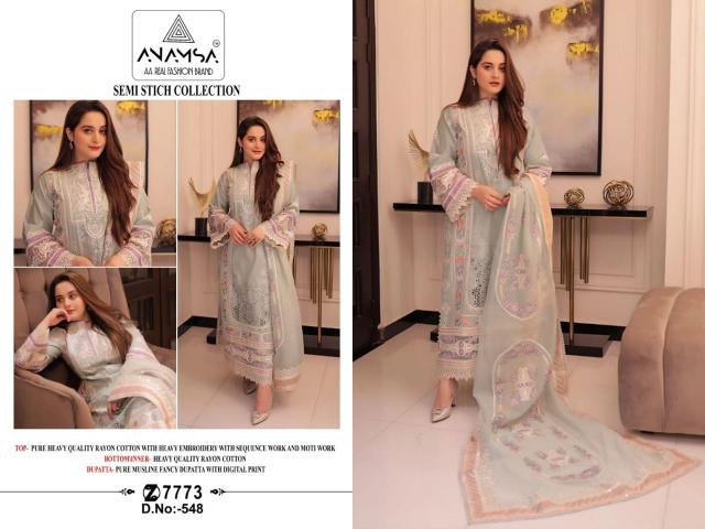 Anamsa 548 Embroidered Pakistani Suits Wholesale Catalog