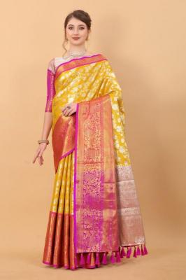 Sabella murthy Yellow soft Kanjivaram Silk Saree Wholesale Catalog