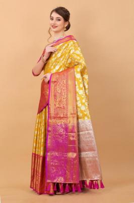 Sabella murthy Yellow soft Kanjivaram Silk Saree Wholesale Catalog