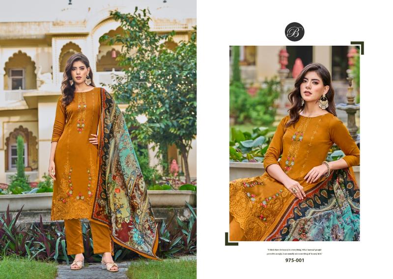 Belliza Zarqash Cotton Embroidered Dress Material Wholesale Catalog