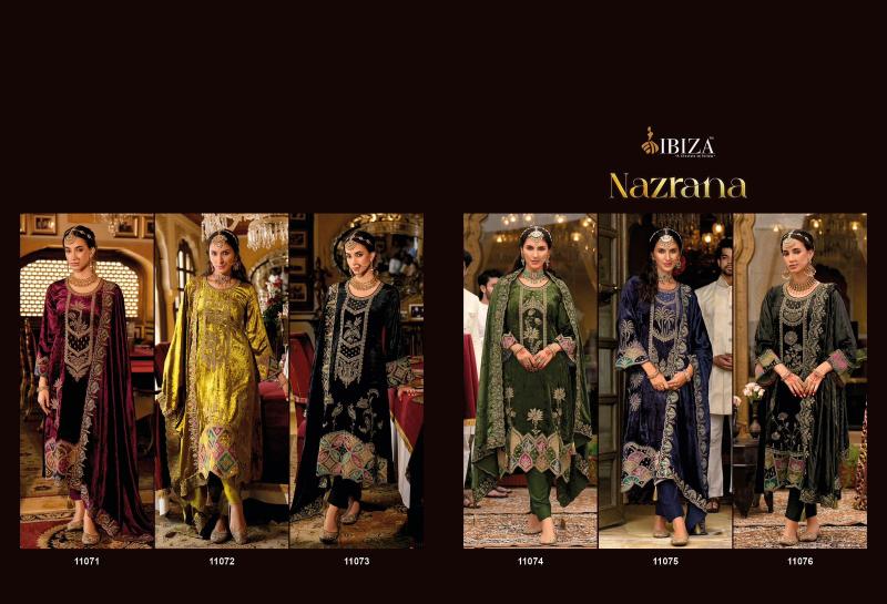 Ibiza Nazrana Viscose Velvet Salwar Kameez Wholesale Catalog 