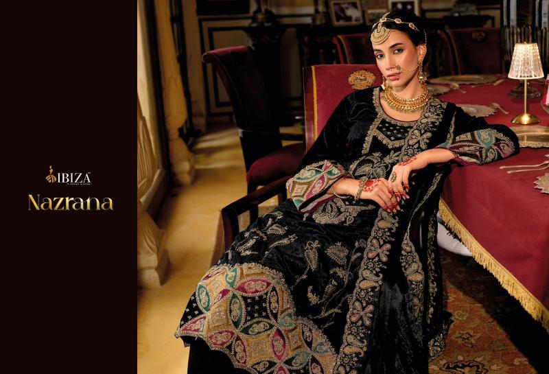 Ibiza Nazrana Viscose Velvet Salwar Kameez Wholesale Catalog 