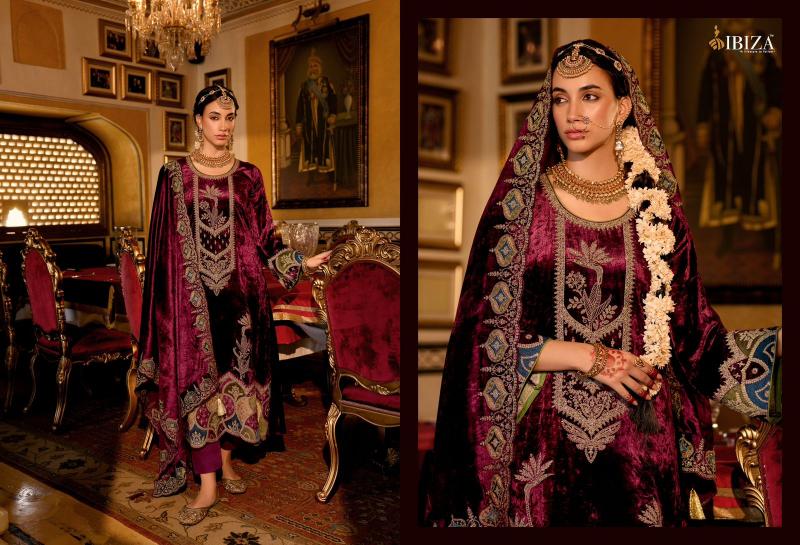 Ibiza Nazrana Viscose Velvet Salwar Kameez Wholesale Catalog 