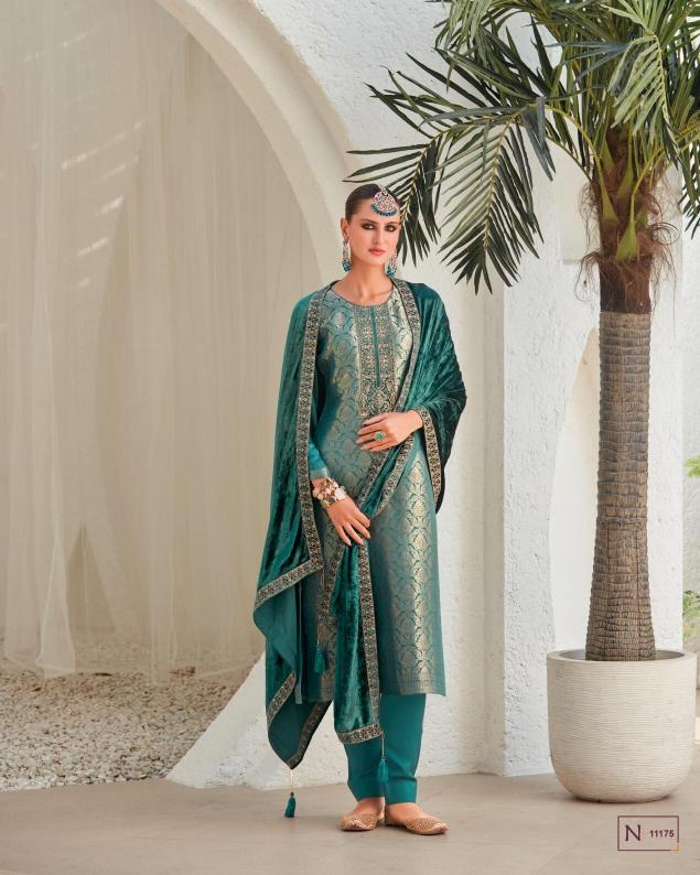 Ibiza Sadgi Jacquard Silk with Velvet Pach Salwar Kameez Wholesale Catalog