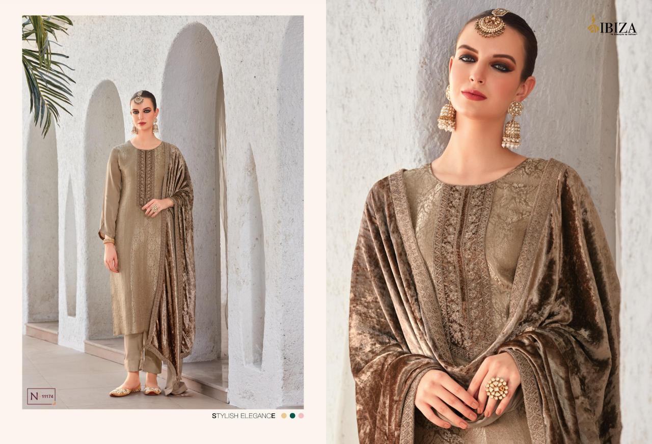 Ibiza Sadgi Jacquard Silk with Velvet Pach Salwar Kameez Wholesale Catalog