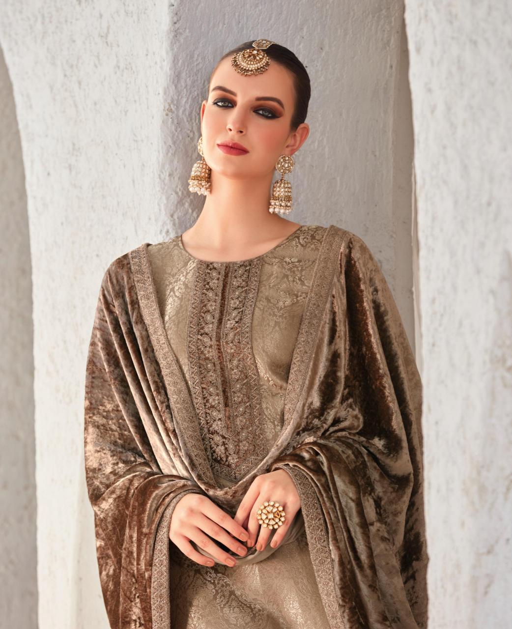 Ibiza Sadgi Jacquard Silk with Velvet Pach Salwar Kameez Wholesale Catalog