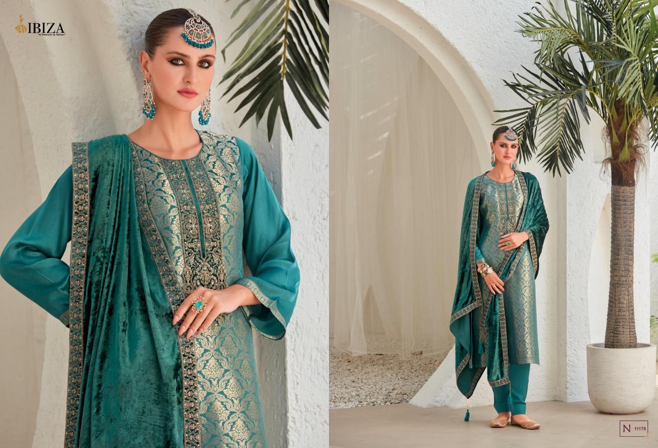 Ibiza Sadgi Jacquard Silk with Velvet Pach Salwar Kameez Wholesale Catalog