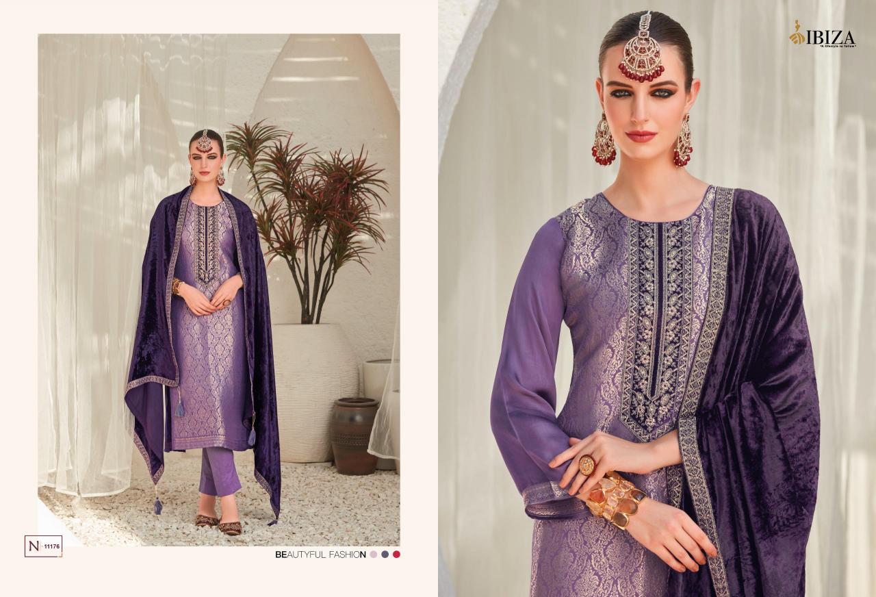 Ibiza Sadgi Jacquard Silk with Velvet Pach Salwar Kameez Wholesale Catalog