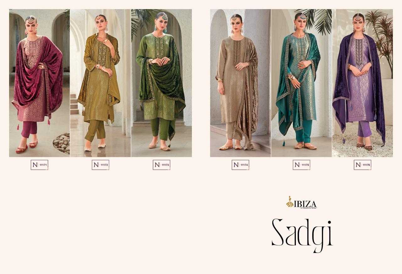 Ibiza Sadgi Jacquard Silk with Velvet Pach Salwar Kameez Wholesale Catalog