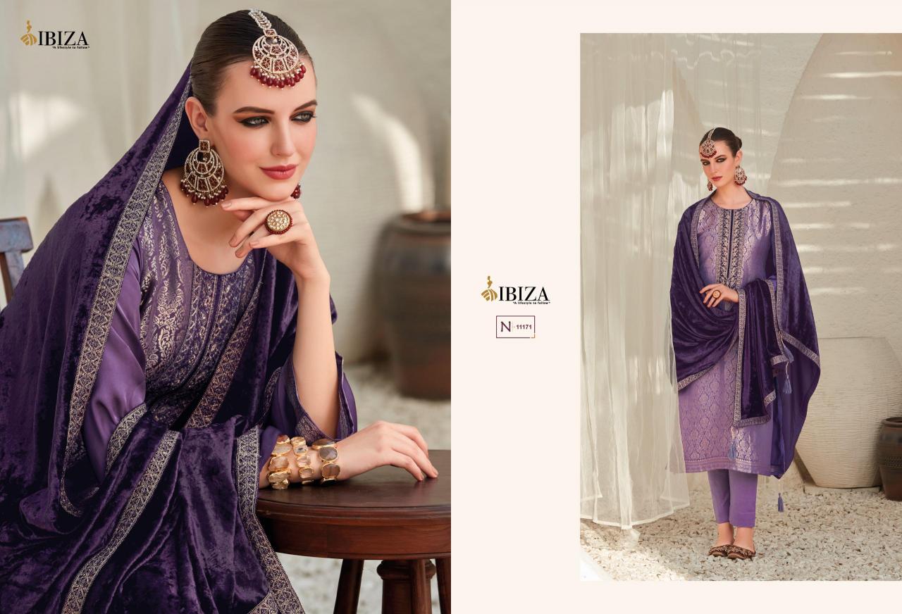 Ibiza Sadgi Jacquard Silk with Velvet Pach Salwar Kameez Wholesale Catalog