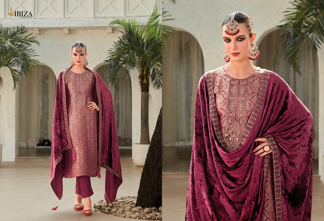 Ibiza Sadgi Jacquard Silk with Velvet Pach Salwar Kameez Wholesale Catalog