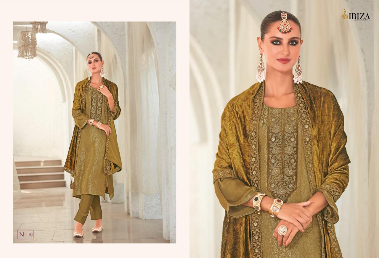 Ibiza Sadgi Jacquard Silk with Velvet Pach Salwar Kameez Wholesale Catalog