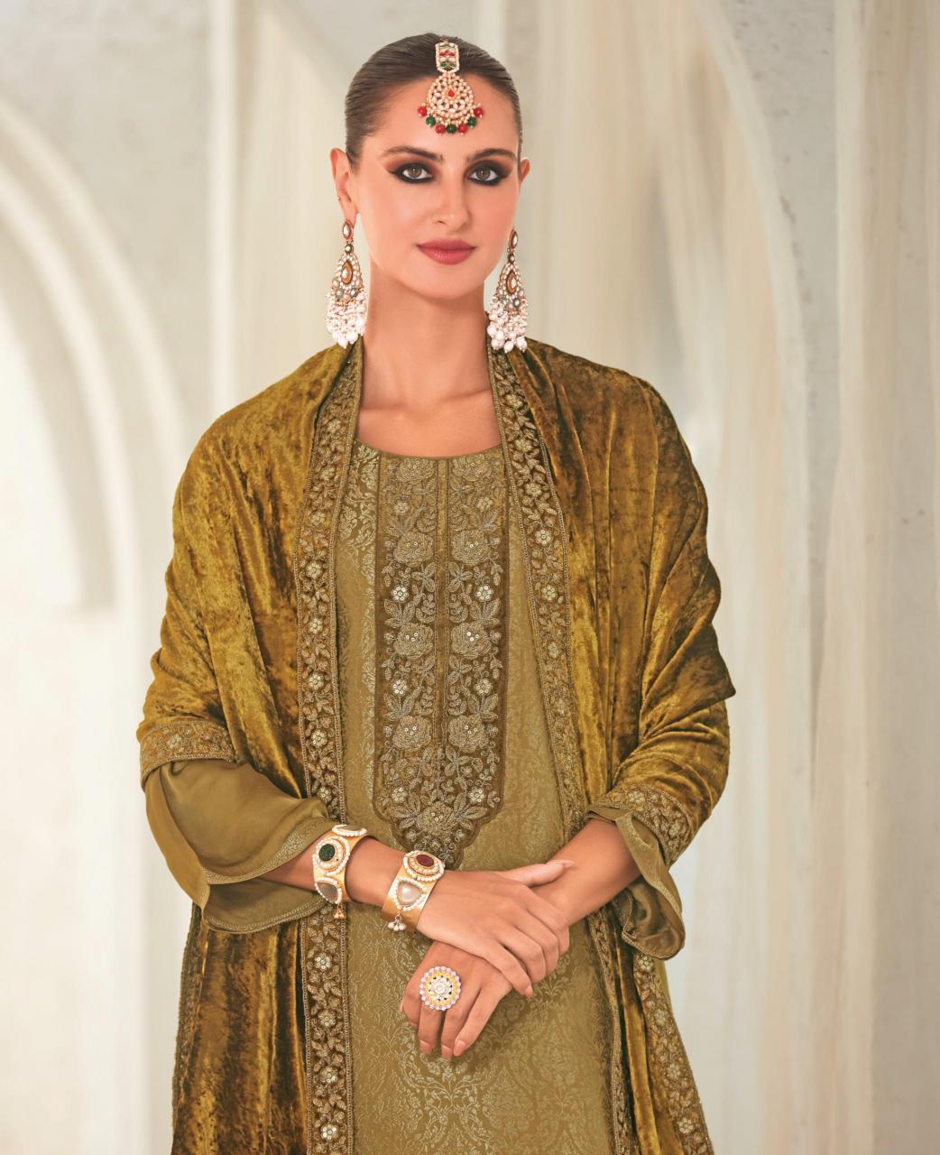 Ibiza Sadgi Jacquard Silk with Velvet Pach Salwar Kameez Wholesale Catalog